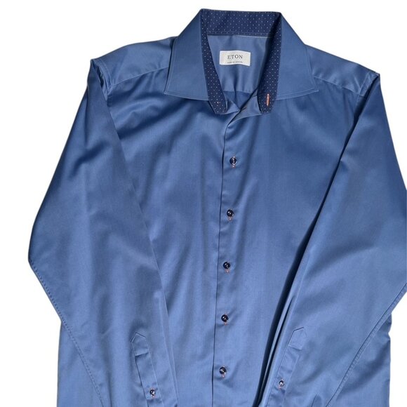 Eton Men's Custom Made-to-Fit Blue Dress Shirt - Picture 1 of 3